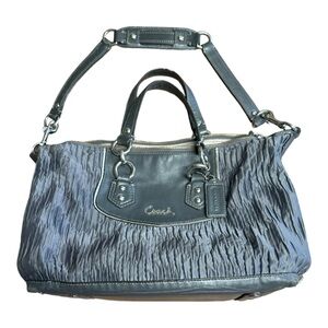COACH • Ashley Gathered Sateen/Leather Grey Satchel Bag Purse • F20084